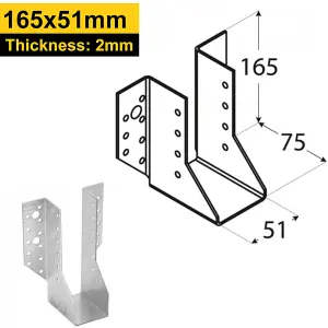 Heavy Duty 2mm Thick Galvanised Face Fix Joist Hanger 51x165mm