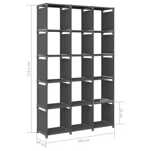 Berkfield 15-Cube Display Shelf Grey 103x30x175.5 cm Fabric