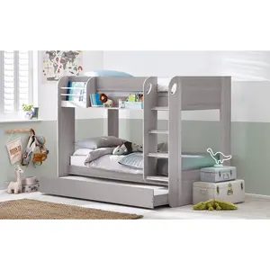 Anguiano Single (3') Standard Bunk Bed with Trundle Grey Oak