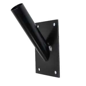 Single Flag Pole Holder - Wall Mounted Flag Pole Bracket, Powder Coated (Black), Rust and Weather Resistant, Heavy Duty