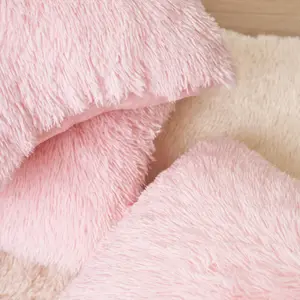 Set of 4 Fluffy Shaggy Filled Cushion with Cover Square