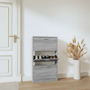 Shoe Cabinet Grey Sonoma 59x17x108 cm Engineered Wood