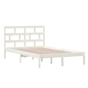 Berkfield Bed Frame White Solid Wood Pine 120x200 cm