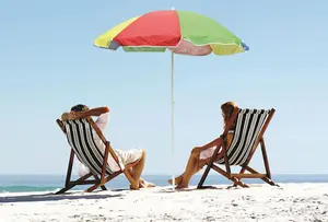 Garden Beach Patio Tilting Parasol - Multi-Coloured