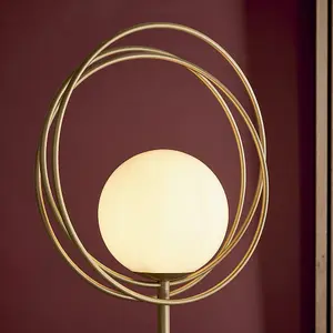 Luminosa Bergamo Floor Lamp Brushed Gold Paint & Gloss Opal Glass