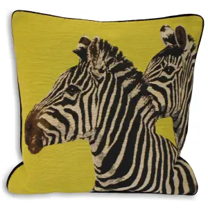 Paoletti Twin Zebra Piped Feather Rich Cushion