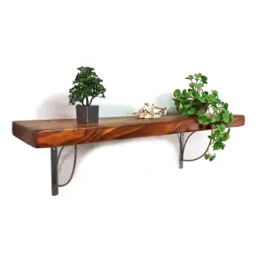 Wooden Rustic Shelf with Bracket TRAMP 170mm 7 inches Teak Length of 50cm