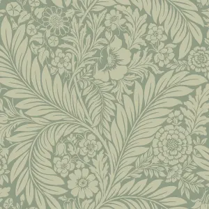 Belgravia Décor Florence All Over Leaf Green Smooth Wallpaper