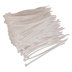 Sealey Cable Zip Ties Nylon Wraps 100mm x 2.5mm White - Pack of 200 CT10025P200W