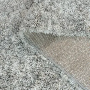 Super Soft Mottled Tonal Silver & Grey Shaggy Area Rug 80x150cm