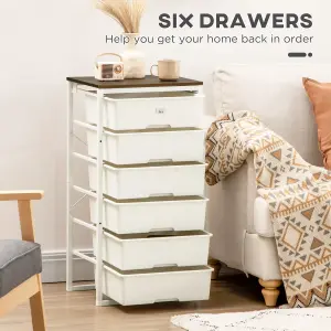 HOMCOM Chest of Drawers, 6 Drawer Unit Storage Chest Bedroom Living Room White