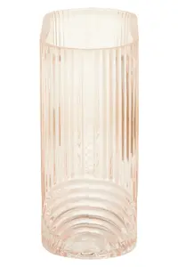 Interiors by Premier Small Pink Glass Vase, Textured Glass Flower Vase, Embossed Detailing Pink Modern Vase for living rooms