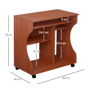 HOMCOM Computer Desk PC Laptop Writing Table Storage Shelf Workstation Wood Cart