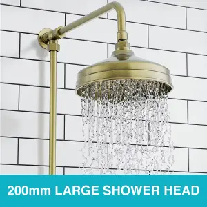 ENKI Downton Antique Brass 2-Outlet Brass Thermostatic Shower Set 200mm