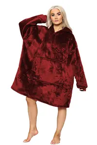 MS9 Women's Oversized Hoodie Wearable Blanket Hoodie Top With Sherpa Lining Watermelon Red