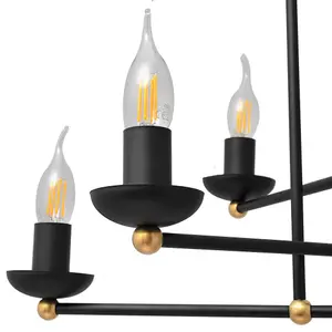 Luminosa Monterey Multi Arm Pendant Ceiling Light Black, Gold 60cm