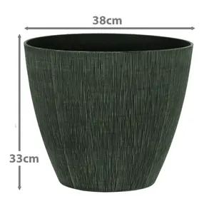 simpa Allure 2PC Green Textured Plastic Planters 33cm (H) x 38cm (Diameter)