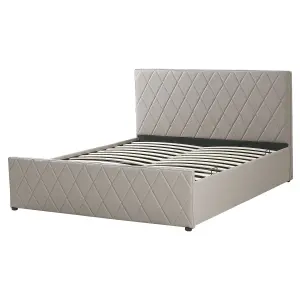 Faux Leather EU King Size Ottoman Bed Taupe ROCHEFORT