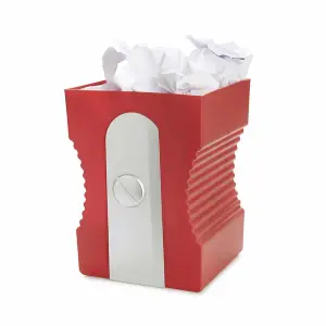 Waste Paper basket, Dust Bin,Home  Office Pencil Sharpener Plastic - Red