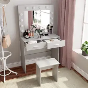 Thurston Dressing Table With Mirror Hashtag Home Colour: Grey