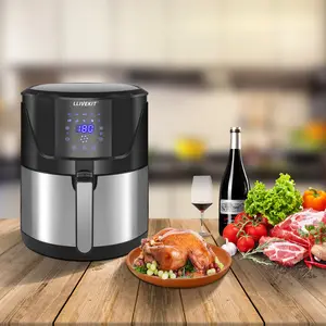 5L Air Fryer, Family Size Hot Air Fryer 1400W Digital Touchscreen With 10 Presets, Removable Basket, Timer & Temperature Control For Oil Free & Low Fat Healthy Cooking Black/Silver