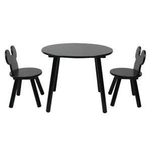 Disney Mickey Mouse Table and Chair Set, 2 Chairs Included, Black finish, Table: W60 X D60 X H48cm, Chair: W28 X D28 X H45cm