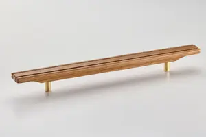 Solid Oak & Brass Handle - Harvington 320mm Light Oak