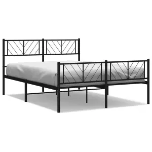 Berkfield Metal Bed Frame with Headboard and Footboard Black 135x190 cm