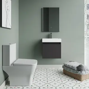 Cloakroom Suite - Slimline Vanity Unit, Tap and Toilet - Gloss Grey/Chrome