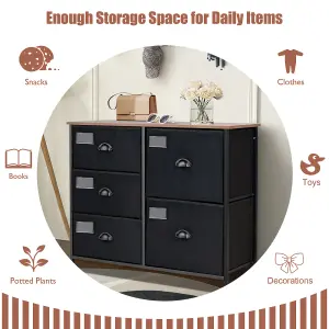 Costway 5 Drawers Dresser Organizer Fabric Storage Chest of Drawers w/ Folding Drawers