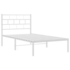 Berkfield Metal Bed Frame with Headboard White 100x190 cm