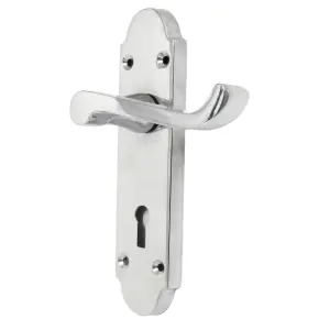 Epsom Door Handle Key Lock Scroll Lever - Polished Chrome Pack