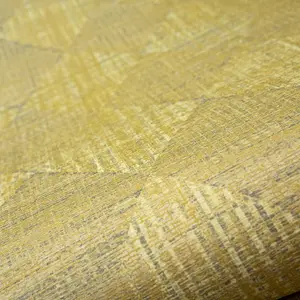 Galerie Pepper Raffia Yellow Shimmer Geometric Diamond Wallpaper