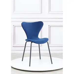 4 Doreen Velvet Upholstered Dining Chair with Black Metal Legs (Set of 4) Navy Blue / Black