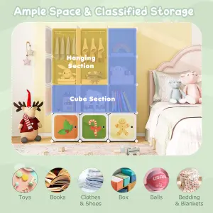 COSTWAY 12-Cube DIY Kids Wardrobe Children's Closet Storage Organizer