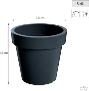 Plant Pot Classic Matt Flower Indoor Garden Patio Planter Balcony M L XL Anthracite 3.4 Litres