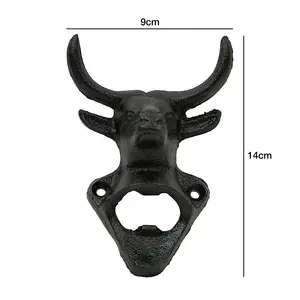 Woodside Cast Iron Bull Head Wall Mount Bottle Opener