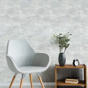 Boutique Urban Plaster Silver Textured Plain Wallpaper