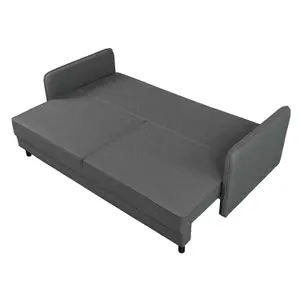 Bruno 3 Seater Sofa Bed with Storage - Dark Grey (Lumos16)