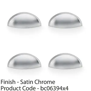 4 PACK - Rear Fixing Cup Handle - Satin Chrome 57mm Centres Solid Brass Shaker Unit Pull