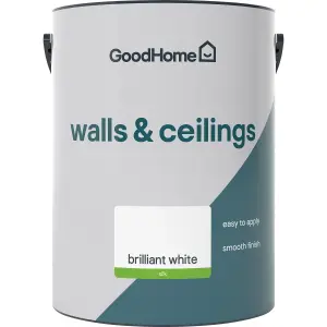 GoodHome Walls & Ceilings Brilliant white Vinyl silk Emulsion paint, 5L