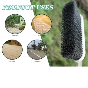 Heavy Duty Stainless Steel Broom with Handle Outdoor Garden Hard Bristle Brush