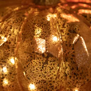 17cm Battery Operated Light up Glass Pumpkin Halloween Decoration with Warm White LEDs