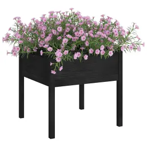 Berkfield Garden Planters 2 pcs Black 70x70x70 cm Solid Pinewood