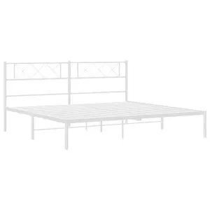 Berkfield Metal Bed Frame with Headboard White 200x200 cm