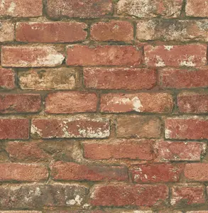 NuWallpaper NU2214 West End Brick Peel & Stick Wallpaper, Red