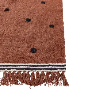 Cotton Area Rug 140 x 200 cm Brown LAZA