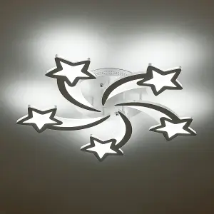 5 Head Childlike Shooting Stars LED Energy Efficient Flush Mount Ceiling Light Fixture for Cartoon Decor Cool White