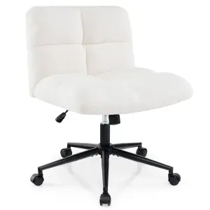 Costway Modern Rolling Office Chair Upholstered Criss Cross Chair Vanity Chair