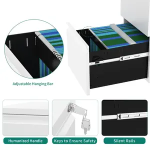 39cm Wide 2 -Drawer Mobile Steel File Cabinet White